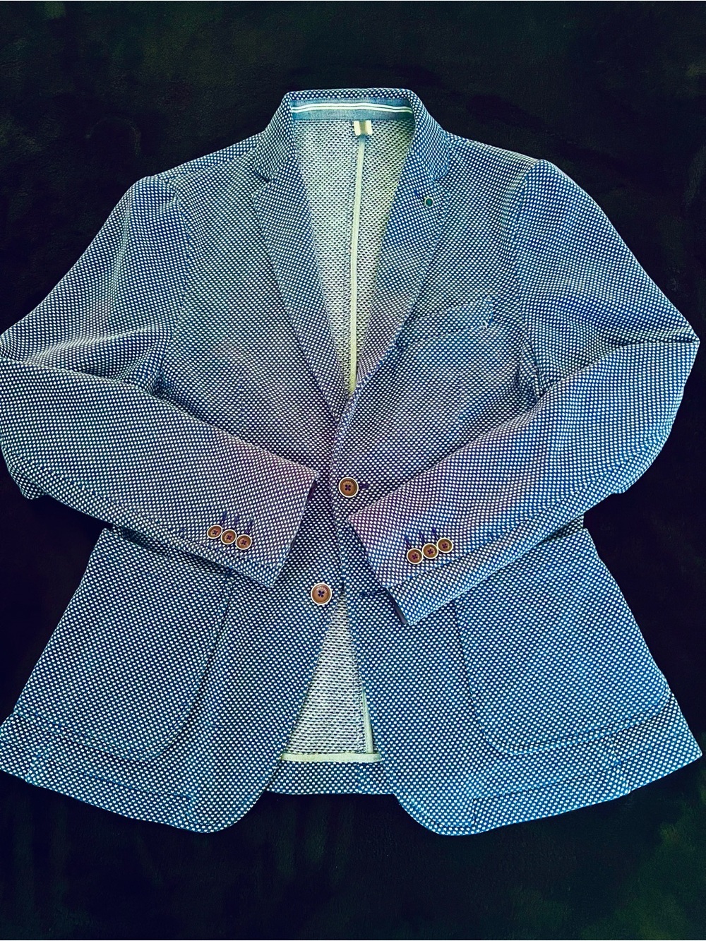 Woven Stretch ZARA Blue Patterned Men's Jacket - Picture 3 of 11